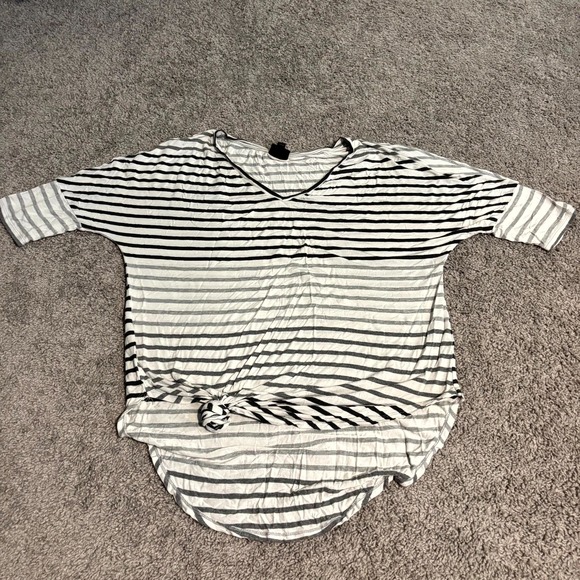 Mossimo Denim Tops - Mossimo Womens XXL Striped Tie Front Top Black White Dolman Sleeve V Neck